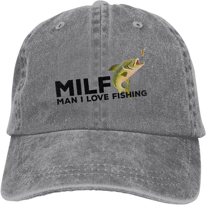 milf-man-i-love-fishing-hat-men-women-adjustable-trucker-fashion-washed-denim-caps-for-outdoor-black-baseball-cap