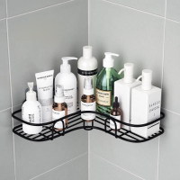 Bathroom Shelf Organizer ชั้นวางในห้องน้ำ ชั้นวางเข้ามุม ที่วางของเข้ามุมสามเหลียม ติดผนัง ไม่ต้องเจาะรู ชั้นวางของในห้องน้ำ ชั้นวางของในห้องครัว ชั้นวางในห้องน้ําเข้ามุม สีดำ Bathroom Shelving ชั้นวางของในห้องน้ำสวยๆ จัดห้องน้ำให้เป็นระเบียบ