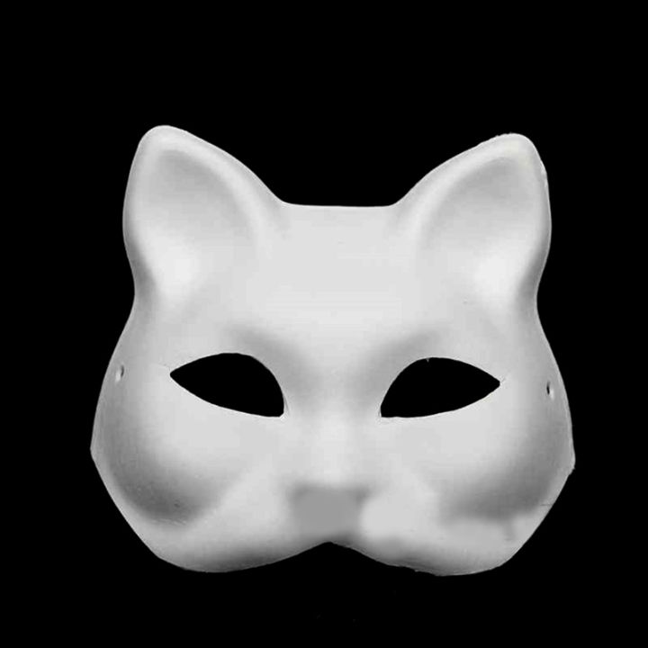 ️SK Japanese Mask Half Face Hand-painted Cat Fox Mask Anime Masquerade