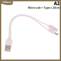 [Hillarys] 1ชิ้น2 in 1 USB ตัวผู้ไปยัง Micro us Type-C splitter สายชาร์จสำหรับแอนดรอยด์สมาร์ทโฟนแท็บเล็ต Micro USB คู่