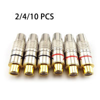 2/4/10 pcs RCA หญิงปลั๊กแจ็คบัดกรี Audio Video Adapter Connector RCA หญิงสีดำตัวแปลงสีแดงชุบทองสำหรับสาย Coaxial-Naiyue