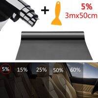 300x50cm Practical Uncut Auto Dark Smoke Black Sunshade Film Car Window Tint Glass Sticker 5% VLT-Lusjeh