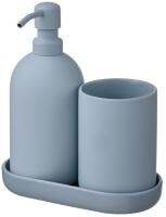 GANSJÖN 3-piece bathroom set, light grey-blue(กอนเชิน อุปกรณ์ห้องน้ำ3ชิ้น, เทาอ่อน-น้ำเงิน)