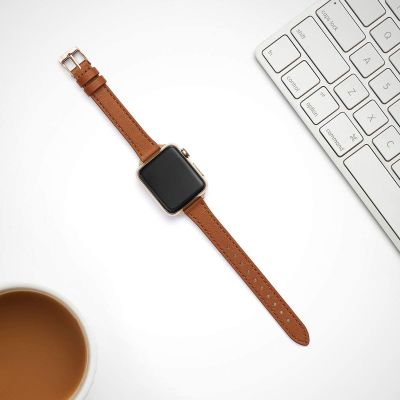 Leather Slim Watchband for Apple Watch Band 40mm 44mm 38mm 42mm Series 7 SE 6 5 4 3 2 1 Woman Leather Strap