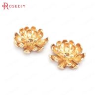 [LDMD] (39722)10PCS 17.5MM 24K Gold Color Brass 3D Lotus Beads Caps Jewelry Making Supplies Diy Findings Accessories