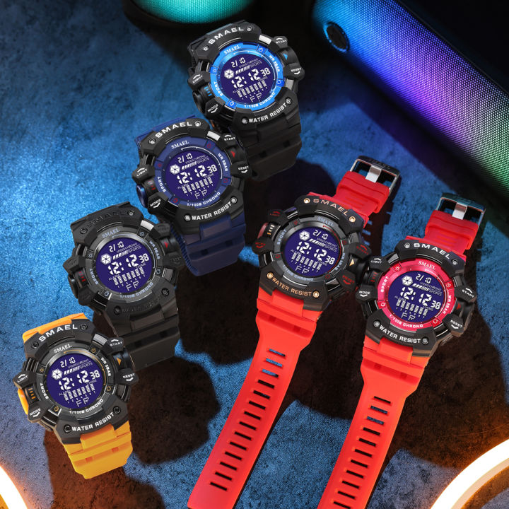 hotsmael-นาฬิกาดิจิตอลสำหรับผู้ชายนาฬิกาจับเวลาอิเล็กทรอนิกส์-led-นาฬิกาข้อมือผู้ชายนักเรียนนับถอยหลังนาฬิกาจับเวลากีฬากลางแจ้งนาฬิกาชาย8050