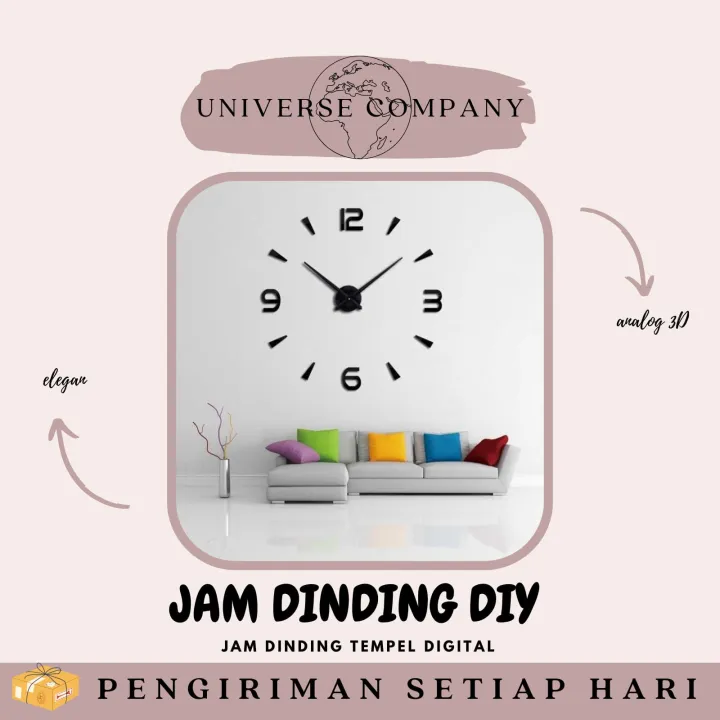 [UC] JAM DINDING TEMPEL DIGITAL DIY ANALOG 3D Lazada Indonesia