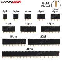 ✁۩☑ 2 3 4 5 6 8 10 12 15 20 40 Female Pin Header Socket Gold Plated Solderless Single Row Pinheader 2.54mm Connector for Pcb