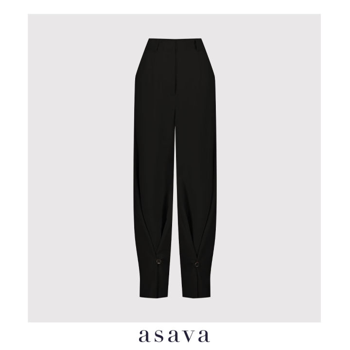 asava-aw22-asava-pleted-pants-กางเกงผู้หญิง-เอวสูง-กระเป๋าข้าง-กระดุมหน้า