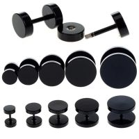 2pcs Black Fake Ear Plug Stud Stretcher Jewelry for Women Men Ear Tunnel Earring Piercing Stainless Steel Body Jewelry 6 14mm