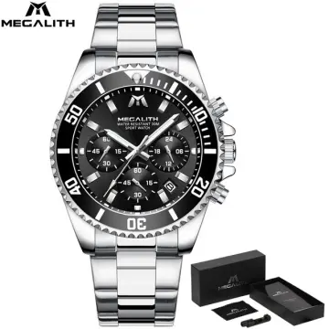 MEGALITH Mens Military Black Watches Waterproof Sports Chronograph