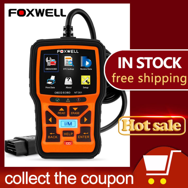 【2023 Update】foxwell Nt301 Obd2 Scanner Check Engine Clean Code Reader Odb2 Auto Automotive 