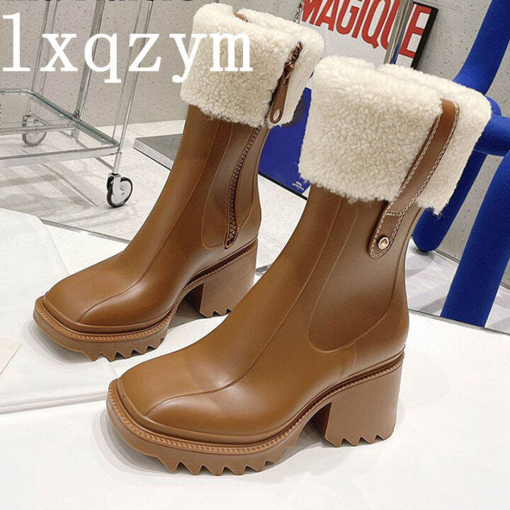 new-pvc-rainboots-women-wool-chunky-heels-ankle-boots-slip-on-square-toe-autumn-chelsea-boots-ladies-rain-shoes-for-woman