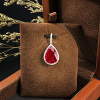 Ruby Diamond Pendant จี้สร้อยคอเพชรทับทิม ทับทิมแท้สีแดงเข้มธรรมชาติ ประดับล้อมด้วยเพชรแท้ ตัวเรือนทองขาว18k