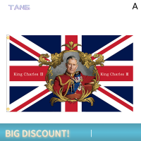 ?【Lowest price】TANG God Save The King Charles III UK สำหรับตกแต่งบ้าน100D การพิมพ์โพลีเอสเตอร์