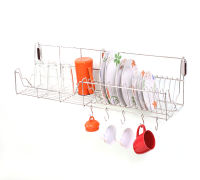 KWH-DR001 Size 100 Cm.wall Dish Rack Stainless Steel ชั้นวางจาน ติดผนัง ขนาด 100 ซม. พร้อม แถมตะขอ S 5  ชิ้น และตัวยึดสเตนเลส 3 ชุด สเตนเลส เกรด 304