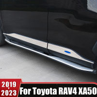 สแตนเลสด้านข้างแถบประตูตัดสติกเกอร์สำหรับ Toyota RAV4 XA50 2019 2020 2021 2022 2023 RAV 4 Hybrid รถอุปกรณ์เสริม