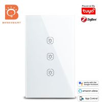 Benexmart Zigbee 3.0 US Wall Light Switch 1 2 3 Gang No Neutral Interruptor Alexa Google Home Tuya SmartThings App Control Black