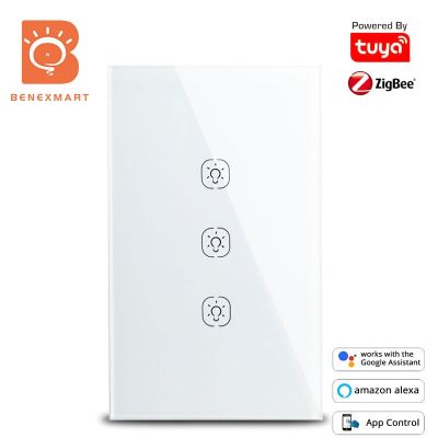 Benexmart Zigbee 3.0 US Wall Light Switch 1 2 3 Gang No Neutral Interruptor Alexa Google Home Tuya SmartThings App Control Black