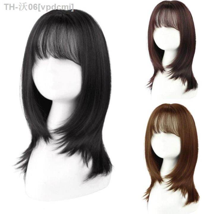 difei-short-wigs-with-air-bangs-hair-bob-curly-tail-wigs-synthetic-hair-natural-black-color-hair-wigs-for-women-party-hot-sell-vpdcmi