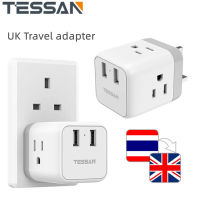 TESSAN Type G Plug Adapter with 2 USB Ports, Thailand to UK Travel Adapter Ireland Scotland , 5 in 1 Power Adapter with 3 Philippines Outlet, Type G Outlet Philippines Adapter to British England Kenya Dubai Irish Outlet Adaptor for Iphone Tablets computer