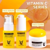 VIBRANT GLAMOUR Vitamin C Face Serum Eye Serum Whitening Moisturizing Brighting Repair Fade Freckles Anti Aging Set 2 Pieces