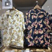 Uniqlo Sanlitun summer mens cotton blended printed casual open collar shirt 458352/458353/458354