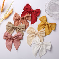 15pclot Large 6inch Lace Embroidery Bows Nylon headband Hair Clips Hairpins Baby Solid Cotton Bow Barrette Girls Kid Hairgrips