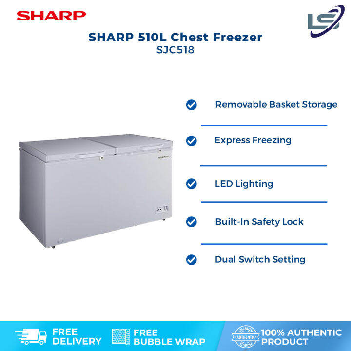 SHARP 510L Chest Freezer SJC518 Express Freezing Dual Switch