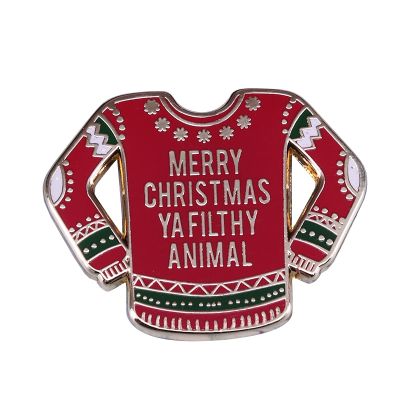 Classic Christmas sweater with glitter brooch Home Alone movie fans fun retro collection