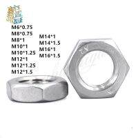 ❉▣✑ 5-10Pcs Fine Thread M6 M8 M10 M12 M14 M16 Pitch 0.75/1/1.25/1.5 304 A2 Stainless Steel Flat Hex Hexagon Thin Jam Nut DIN439