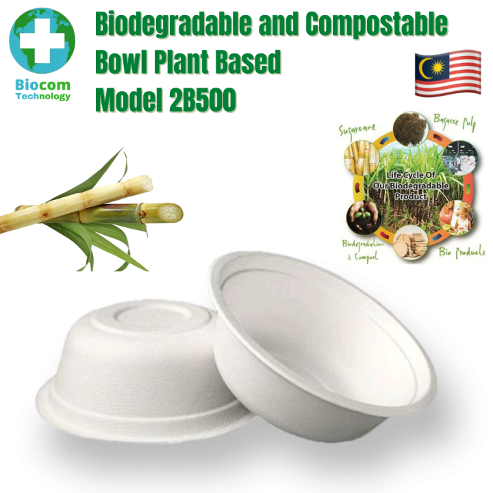 50pcs Biodegradable and Compostable Bowl Without Lid Plant Based Mangkuk Bio Organic Microwave