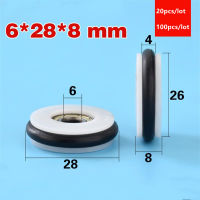 20pcs100pcs 6*28*8mm O ring soft rubber coated POM drawer blackboard fishing gear 696ZZ bearing pulley wheel roller 6x28x8 mm