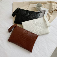 Fashion Womens Bag PU Leather Solid Color Envelope Bag Vintage Alligator Pattern Wristlet Bags Handbags Party Evening Bags