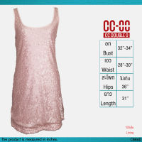USED CC-OO - Pink Sequin Mini Dress | เดรสสั้นสีชมพู เดรสปักเลื่อม กลิตเตอร์ แขนกุด ทรงเอ ปาร์ตี้ สีพื้น สายฝอ แท้ มือสอง