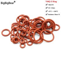 10pcs VMQ O Ring Gasket CS 3mm OD 9 ~ 205mm Waterproof Washer Silicone Rubber Insulate Round O Shape Seal Red Food Grade Bearings Seals