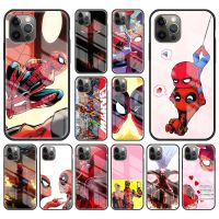 【Sell Well】FDD Deadpool Vs Spiderman Marvel กระจกนิรภัยสำหรับ iPhone 11 12 13 Pro Max 7 8 Plus 6 6S SE X XS XR ฝาครอบโทรศัพท์ Coque