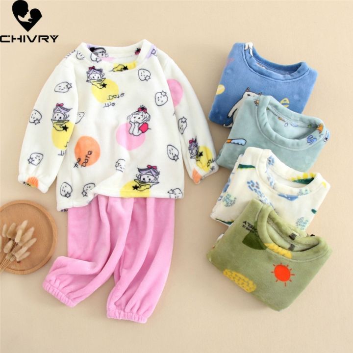 good-baby-store-new-autumn-winter-kids-boys-girls-warm-flannel-pajamas-sets-cartoon-long-sleeve-o-neck-tops-with-pants-sleeping-clothing-set