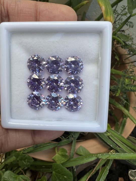 เพชร-cz-คิวบิกเซอร์โคเนีย-เพชรรัสเซีย-8-00-มิลลิเมตร-ทรงกลม-สี-ลาเวนเดอร์-lavendor-purple-color-american-diamond-stone-round-shape-8-00-mm-2-pcs-เม็ด