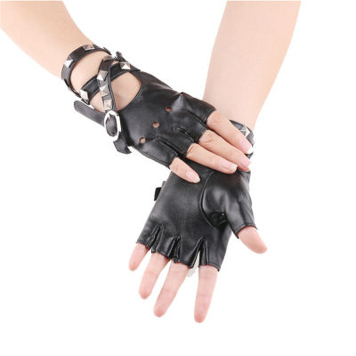 Rock And Roll White Cool Glove Rivet Punk Black Disco Dancing Unisex Fingerless Driving