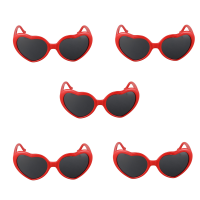 5X Fashion Cute Retro Love Heart Shape Lolita Sunglasses Fancy Dress Party HOT - Red