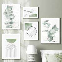 ☬ บทคัดย่อรูปใบโปสเตอร์ Wall Art ภาพวาดผ้าใบสีเขียวสดภาพ Minimalist พิมพ์หน้าแรก Living Room Decor