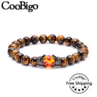 Tiger Eye beaded สร้อยข้อมือ Crown Charm กำไลข้อมือผู้ชายเชือกยืดหยุ่น hedrauang BALANCE โยคะสร้อยข้อมือหินธรรมชาติผู้หญิง jewelr Gift