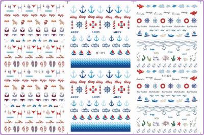 【CW】 3 PACK/ WATER TRANSFER DECAL NAIL ART STICKER MARINE BEACH ANCHOR BOAT FISH YE318 320