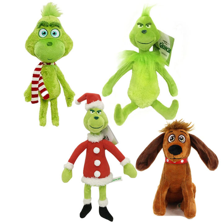4pcslot-28-32cm-how-the-grinch-stole-plush-toys-christmas-grinch-max-dog-plushie-soft-stuffed-doll-for-children-christmas-gifts