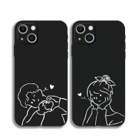 Funny Couple Creative iPhone 14 Pro 12 mini 11 13 Pro Max XR 6S 7 8 Plus XS Max SE2 SE3 Black Silicone Cover Soft Fashion Case