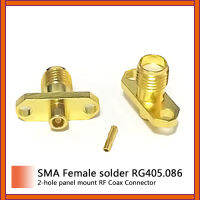 1 PC SMA หญิงแจ็ค RF COAX Connector 2-hole แผง MOUNT SOLDER สำหรับ RG405.086 Goldplated ใหม่ขายส่ง