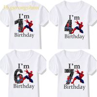 Spiderman Tshirt Girl Graphic Tee Spidey Kawaii T shirts Kids T Shirt For Boys I’m 1 2 3 4 5 6 7 Years Old Birthday Kid t-shirts Girls Clothes