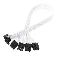 1Pcs 4XCPU 8-Pin to 16 Pin Male PCI-E 5.0 12VHPWR RTX4090 90 Elbow Black White Connecting Cable for Corsair PSU Adapter 16AWG 50Cm White