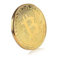 Gold Plated Bitcoin เหรียญสะสมงานศิลปะคอลเลกชันของขวัญทางกายภาพเหรียญที่ระลึกโลหะโบราณเลียนแบบ-SYU STORE